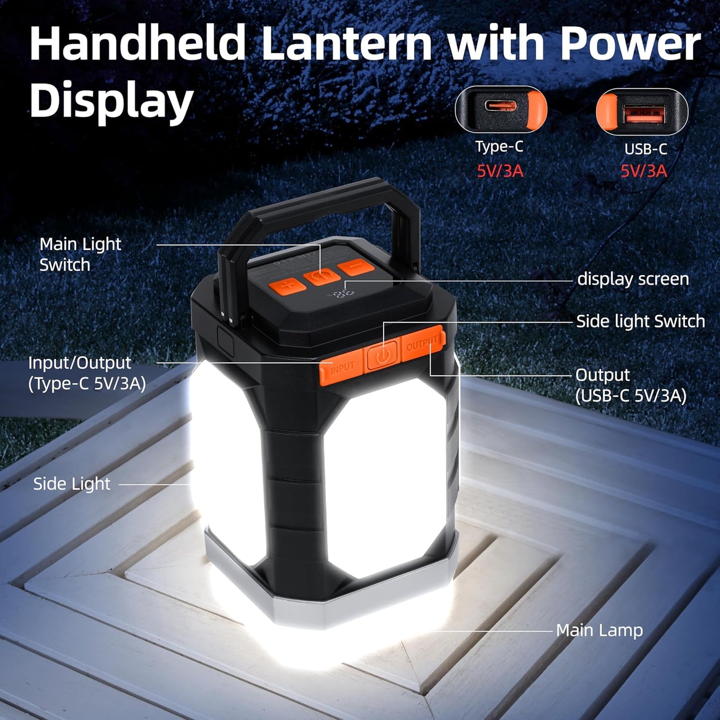 Sinvitron Camping Lantern Rechargeable–30,000mAh Portable Camping Lights, QC3.0 Fast Charging,1000 Lumens,350H Runtime,IPX5 Waterproof Emergency Light for Hurricanes,Power Outages,Camping