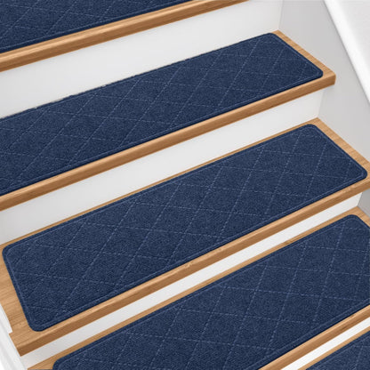 Stair Treads for Wooden Steps 15 PCS - 8’’ x 30’’, Non Slip Stair Runner, Machine Washable Stair Rugs Strips for Kids Pets and Elderly, Indoor Carpet for Stairs (Grey)