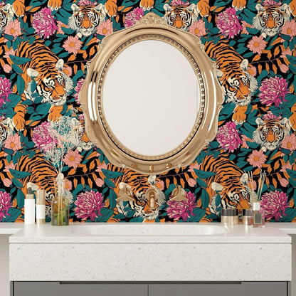 BOKEBEVE Watercolour Floral Peel and Stick Wallpaper Boho Vibrant Contact Paper Renter Friendly Wall Paper for Countertop Cabinet Wall Shelf Liner Removable Blue Colorful 17.5 x 118In