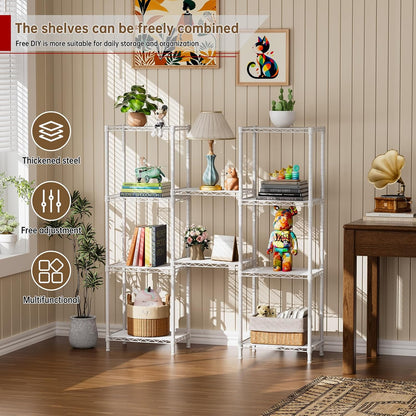 Golpart 4 Tier Adjustable Storage Shelves Metal Utility Shelf Wire Shelving Unit Organizer Rack for Home Kitchen Office Bathroom Pantry Room 12" D x 18" W x 44" H