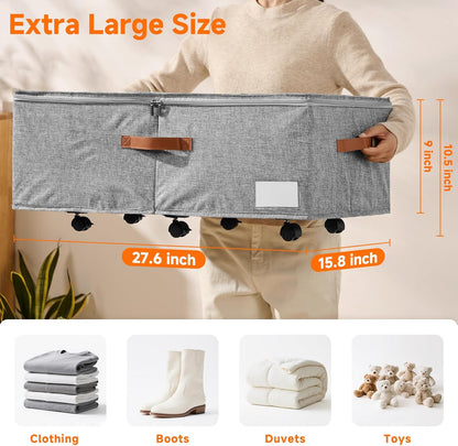 6 Inches Under Bed Storage with Wheels Pack of 2, Underbed Shoe Storage Container Bin with Clear Lid Cover, Rolling Under Bed Drawer Storage Bag Basket for Shoe Organizer Sheet Sweater - White