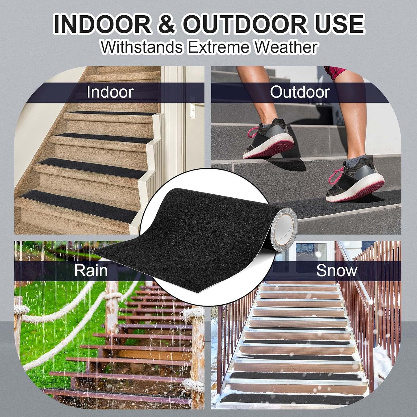 Watersay 8 Inch x 20 ft Anti Slip Traction Tape Waterproof Clear Non Skid Tape Durable Grip and Friction Stair Non Slip Strips Abrasive Adhesive for Stairs Steps Ramp Outdoor Indoor