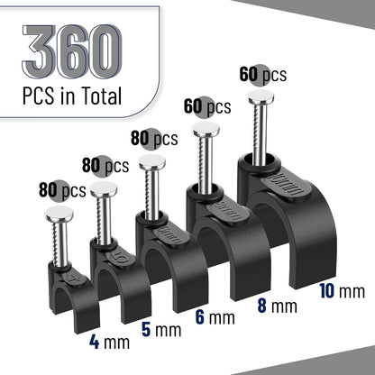 Bates- Cable Clips with Steel Nails, 200 pcs, White, Large, 2-Nail Cord Clips for Wires on Wall, Cable Wall Clip, Wire Wall Clips, Cable Wire Clips, Coaxial Cable Clips, Cord Wall Clip