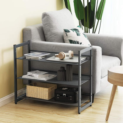 SONGMICS Shoe Rack, 12-Tier Shoe Organizer, Metal Shoe Storage for Garage, Entryway, Set of 2 6-Tier Stackable Shoe Shelf, with Adjustable Flat or Angled Shelves, Holds 48-60 Pairs, Black ULMR12B