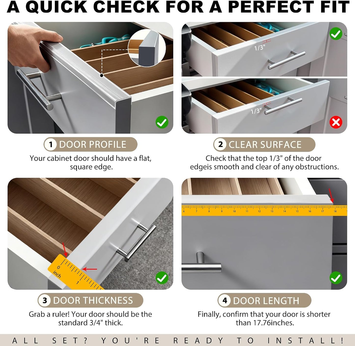 Cabinet Protectors for Kitchen Cabinets, Cabinet Door Protector Trash Drawer Protector Edge Guard, Plastic Slip on Protectors for Cabinets– 3/4" Thick, 18" Length