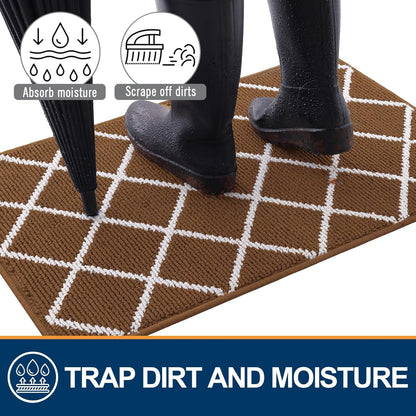 Finchitty Indoor Door Mat, Dirt Resistant and Absorbent, Low-Profile, Non-Slip, Washable Inside Floor Mats for Front Door, Back, and Entrance, 32" x 20", Grey