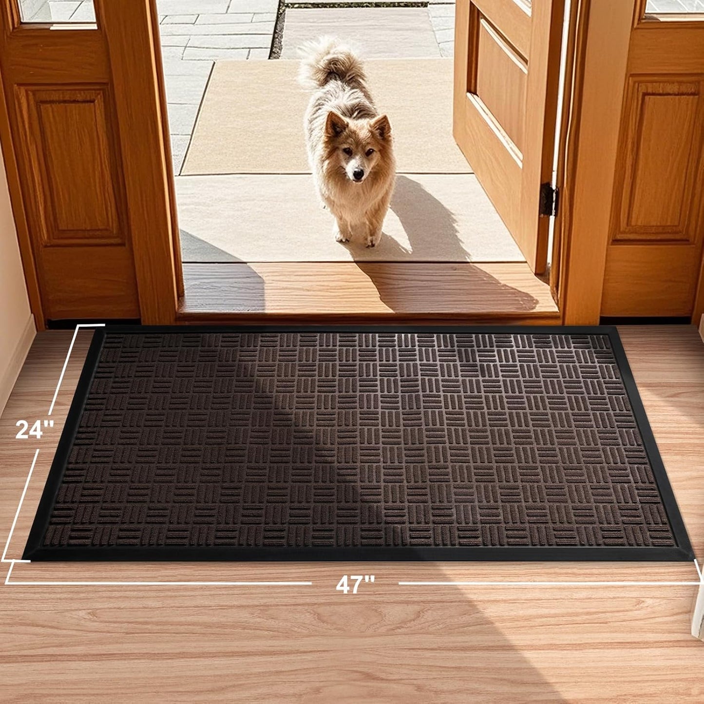 Mibao Front Door Mat, Heavy Duty Durable Welcome Mat for Outdoor Indoor, Dirt Trapper Waterproof Super Absorbent Door Mat for Entryway Outside Patio Porch, 29.5" x 17", Grey