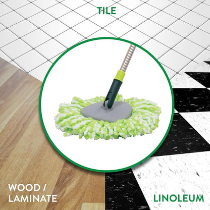 Pine-Sol Spin Mop and Bucket Set - Microfiber Mop Head with Extendable Handle and Easy Wring Bucket - Multi Surface Floor Cleaning System for Wet Mopping