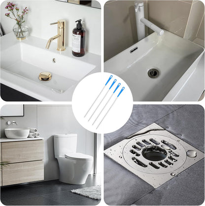Molain 4 Pack Drain Cleaning Brush, 23.6inch Long Flexible Drain Clog Remover Tool Pipe Brush Cleaner with Nylon Bristles Rust-Resistant Sink Drain Cleaner for Toilet Kitchen Sink Shower Bathroom Tub