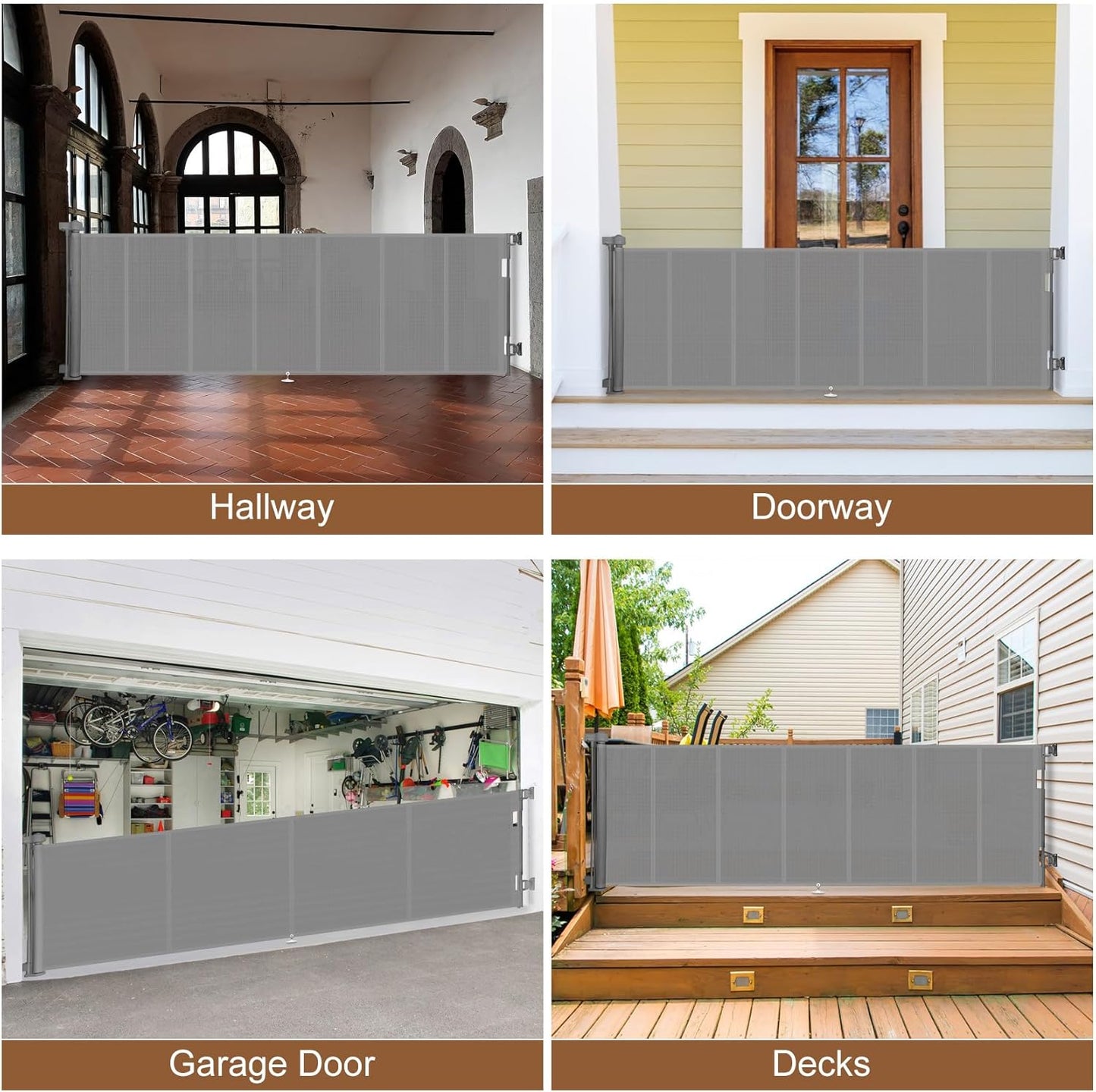 Miumoon 71 inch Retractable Baby Gates 42 inch Tall, Retractable Gate with Reinforced Strip Design to Prevent Crawling Through, 6 FT Retractable Dog Gate for Stairs, Doorways, Hallways, Indoor/Outdoor
