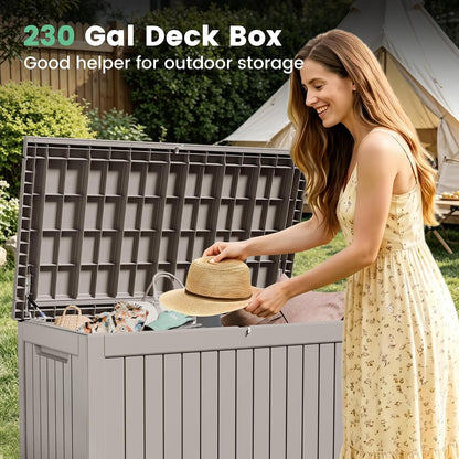 100 Gallon Storage Box, Waterproof Resin Deck Box with Hydraulic Piston Design, Lockable Storage Bench for Package Delivery, Storage Bin for Patio Cushions, Garden Tools, Black