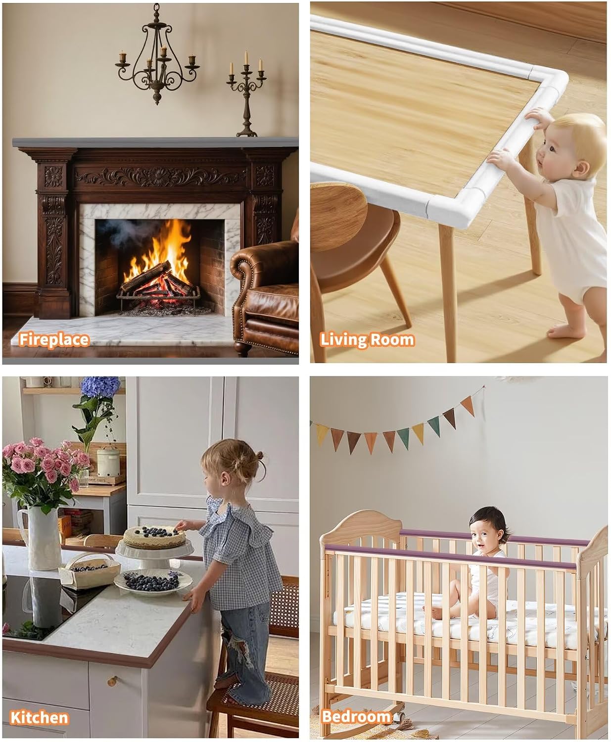 16.4FT L-Shape Baby Corner Protector Guards, Pre-Taped, 0.47''Thick | Edge Safety Bumpers for Furniture & Sharp Table Corners, with 10 Corners, Waterproof Soft Foam Adhesive Guard Cushion, White