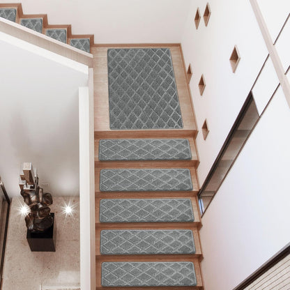 PURE ERA Carpet Stair Treads Tape Free Non Slip Indoor Stair Carpet Stair Protectors Pet-Friendly Non-Slip Skid Resistant Washable Reusable 8" x 30"(2 Pieces,Black)
