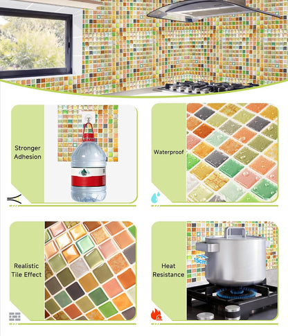 Yoillione Peel and Stick Backsplash for Kitchen: Self Adhesive Wall Tiles for Bathroom - Vinyl Thick Back Splash Tile (10, Light Coffee)
