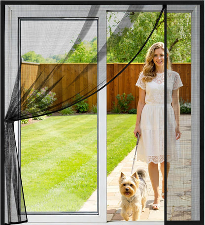 TasticTotes Magnetic Screen Door Mesh - Reversible Left & Right Opening with Magnetic Closure, Keep Buzz Out, Enjoy Fresh Air, Hands Free for Families & Pets (34" x 81", Fit Door Size 32" x 80")