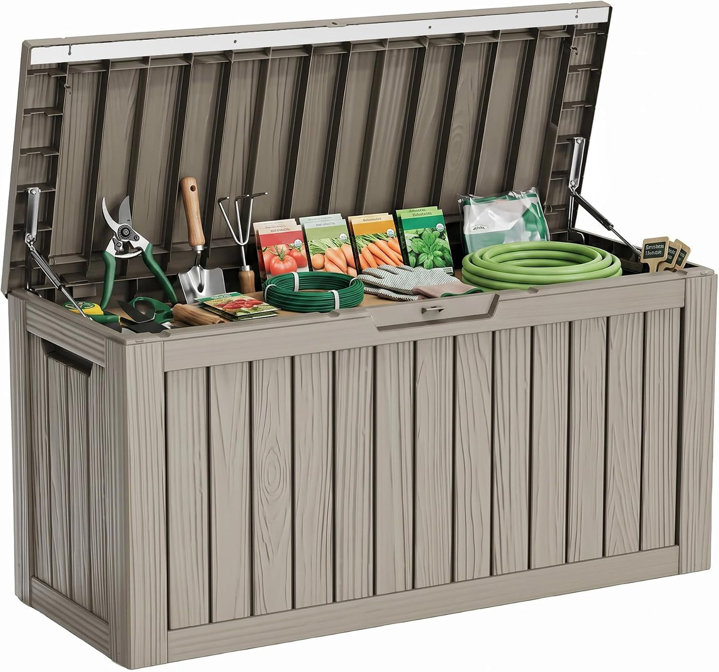 30 Gallon Outdoor Deck Box, Lockable Waterproof Outdoor Storage Boxes For Garden Tools,Indoor Cushions,Accessories Outside Storage Resin Weatherproof Container(Black)