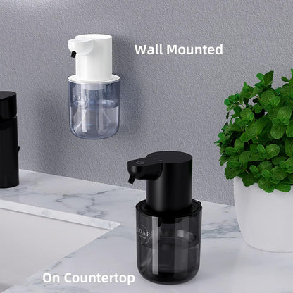 Automatic Foaming Soap Dispenser Touchless Rechargeable 13.53oz/400ml with Wall Mount and 4-Level Adjustable Electric Foam Soap Dispenser, Hand, Hands Free, Bathroom, Kitchen (White)