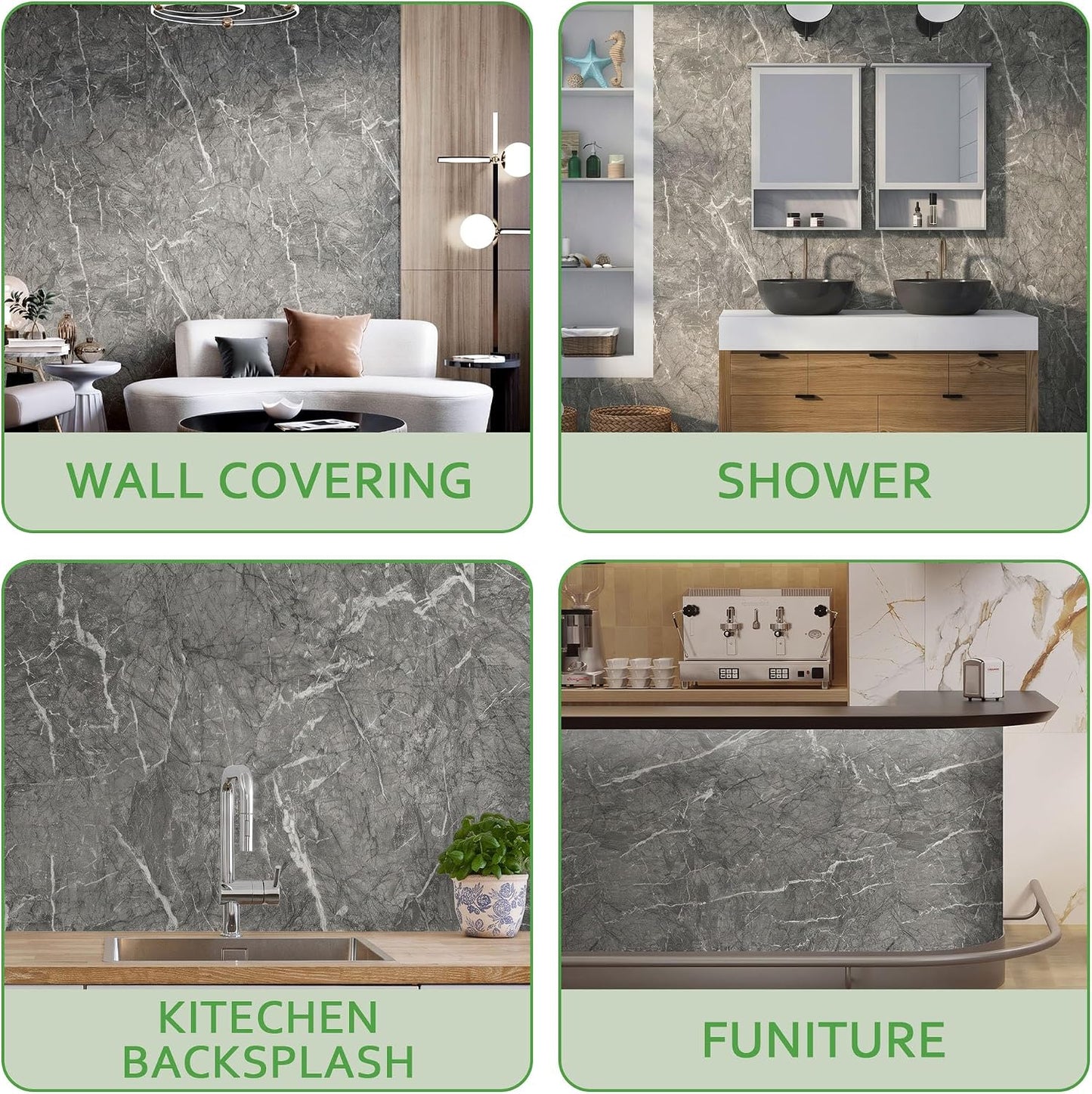 Marble Peel and Stick Waterproof Wall Paneling, 118" x 47" Carrara White Matte Finish Self-Adhesive Backsplash Tile Vinyl Wall Panel for Kitchen Bathroom Wall Decor, Covers 38.75 Sq. Ft.
