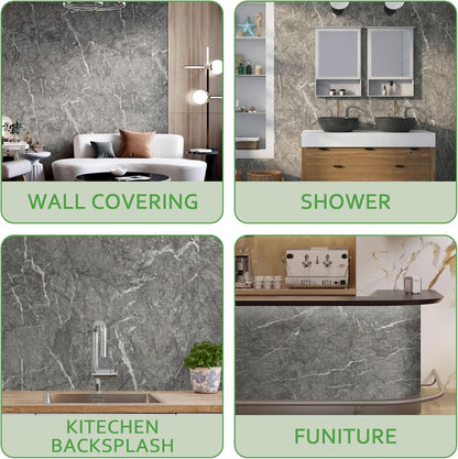 Marble Peel and Stick Waterproof Wall Paneling, 118" x 47" Carrara White Matte Finish Self-Adhesive Backsplash Tile Vinyl Wall Panel for Kitchen Bathroom Wall Decor, Covers 38.75 Sq. Ft.