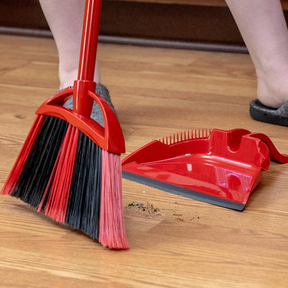 O-Cedar Strong Sweep Broom and Dustpan Set with Detail Brush | Indoor Outdoor Heavy Duty Stiff Bristle Broom | Step-On Dust Pan