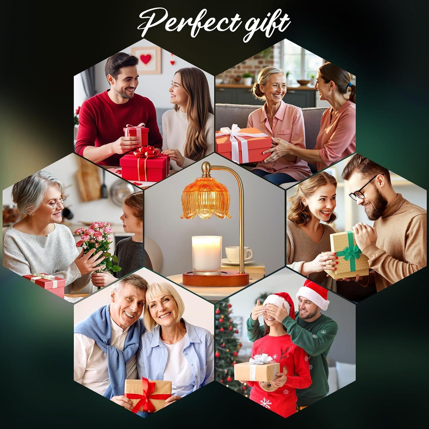 MEIXISUE Candle Warmer Lamp with Timer and Dimmer,Electric Gold Light Gifts for Women Melt Wax Warmer Lamp with 2 Bulbs for Candle Jars House Warming New Home Decor Bedroom