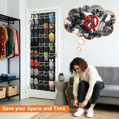 40 Large Mesh Pocket Over the Door Shoe Organizer,Hanging Shoe Rack for Door,Hualleko Shoes Organizer Hanger with Large Capacity, Shoes Storage Holder Sturdy Non-woven Fabric - Stores 20 Pairs (White)