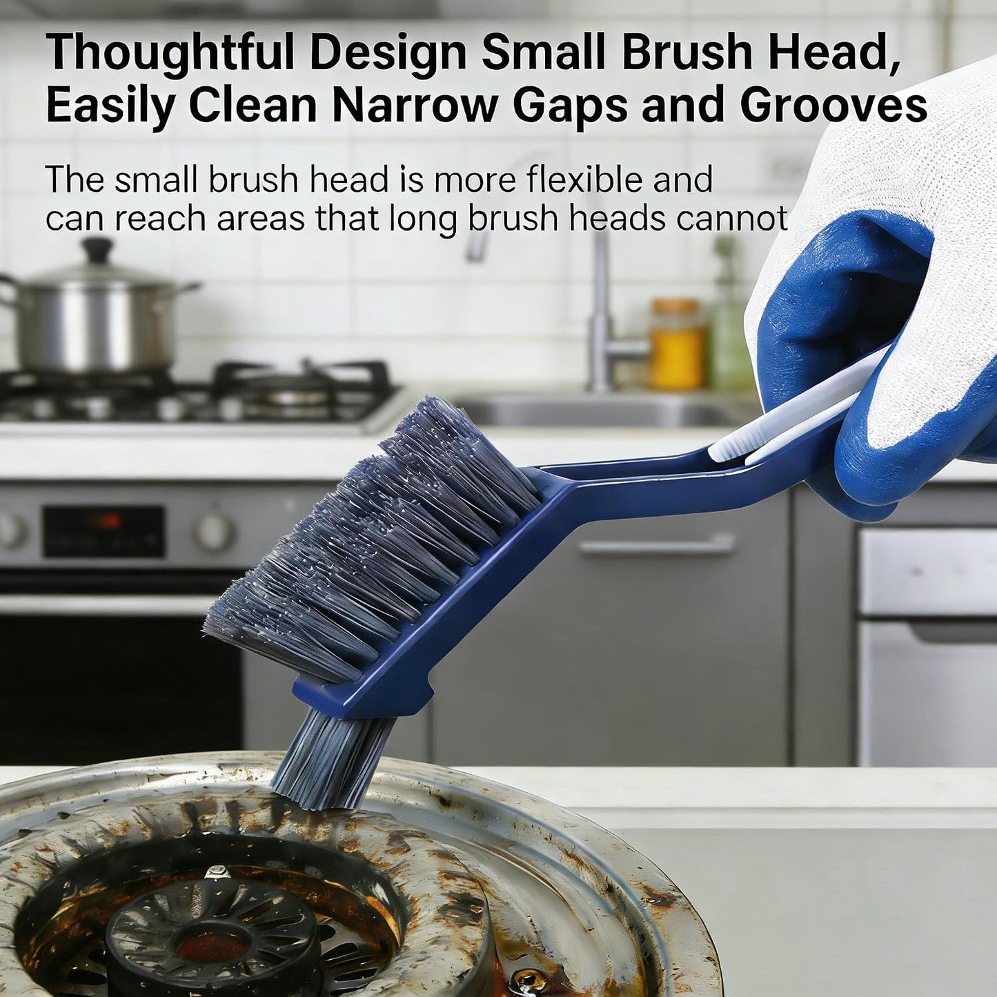 Stiff Bristle Brush, 2 Pack – Hard Bristle Crevice Cleaning Brush for Toilet Rim, Tile Grout, Groove, Corner, Gap, Home, Bathroom, Shower, Small Spaces