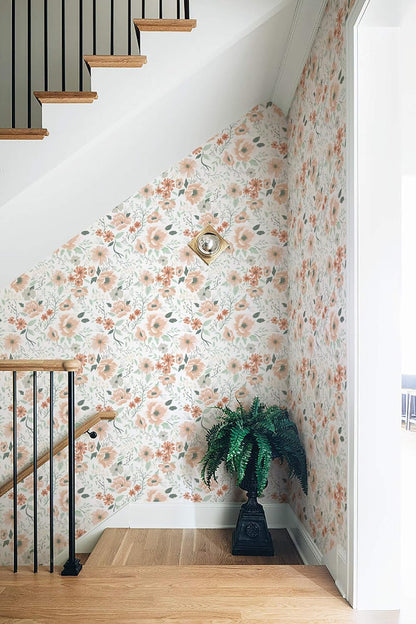 Heroad 16.1''x118'' Floral Peel and Stick Wallpaper Vintage Contact Paper Pink Rose Wall Paper Removable Renter Friendly Wallpaper for Bathroom Bedroom Nursery Waterproof Self Adhesive Vinyl Rolls