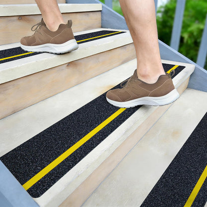 LifeGrip Anti Slip Traction Treads 10 Pack, 6"x32" with Glow in Dark Stripe, Best Grip Tape Grit Non Slip, Outdoor Non Skid Tape, High Traction Friction Abrasive Adhesive for Stairs Step