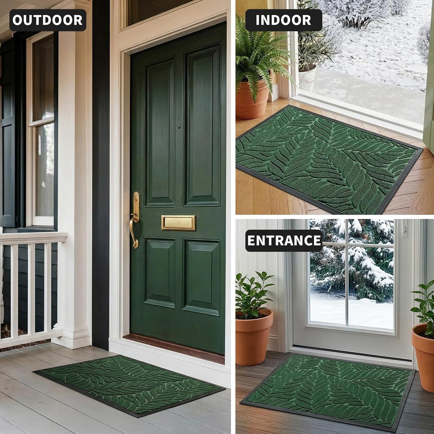 Yimobra Front Door Mat Outdoor Indoor, 29.5x17 All-Season Waterproof Door Mat Outside Entrance, All-Weather Non-Slip Outside Doormat for Garage Patio Entryway, Brown