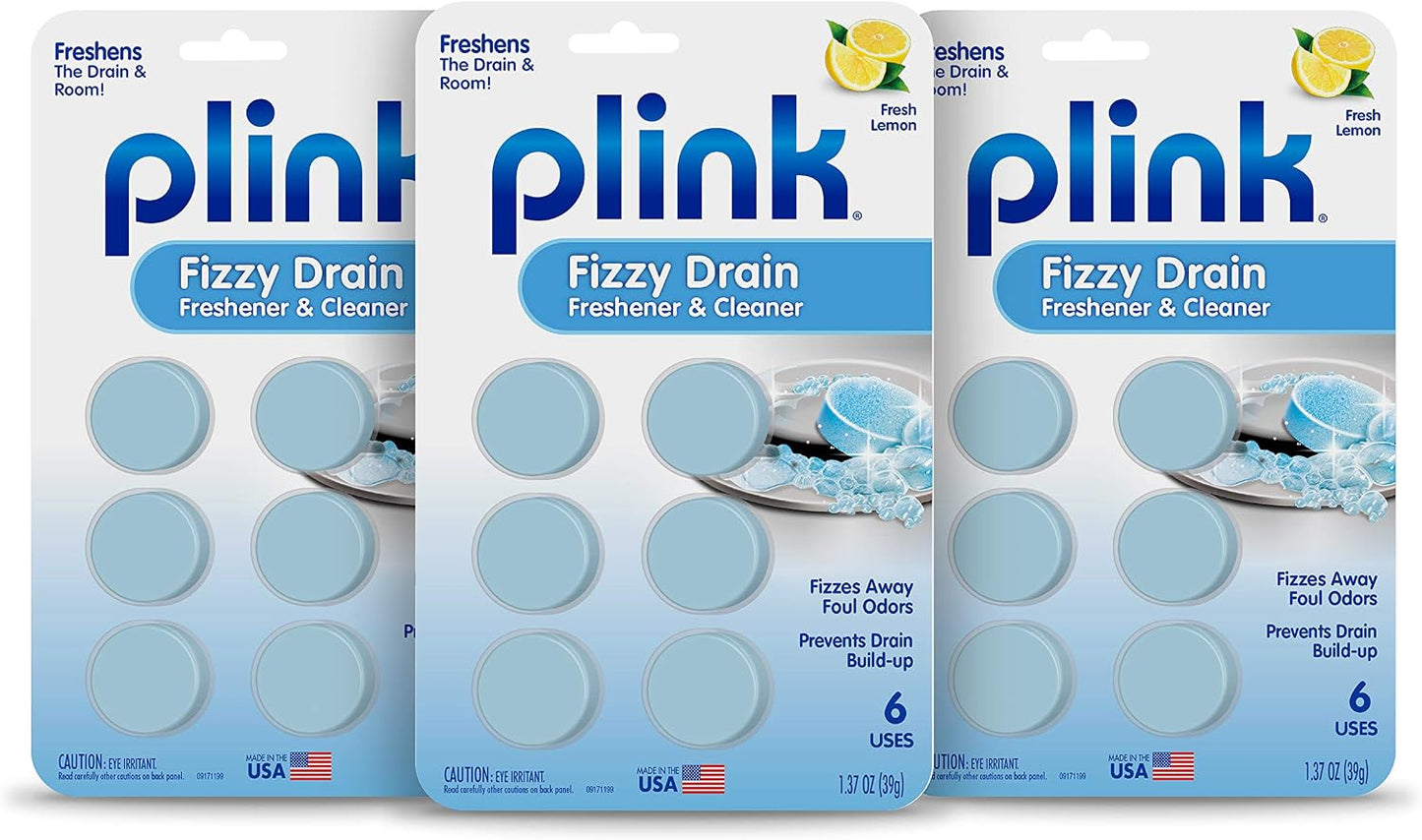 Plink Fizzy Drain Cleaner, 6 Count (Pack of 2), Lemon Scent