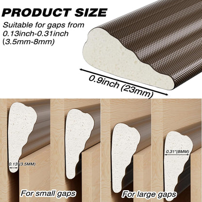 118 Inch Wedge-Shape Weather Stripping Door Seal,Windows and Doors Insulation,Self Adhesive Insulation Foam Anti-Collision Strip,Weatherstrip Tape for Door Soundproofing,Noise Drafts Blocker,White