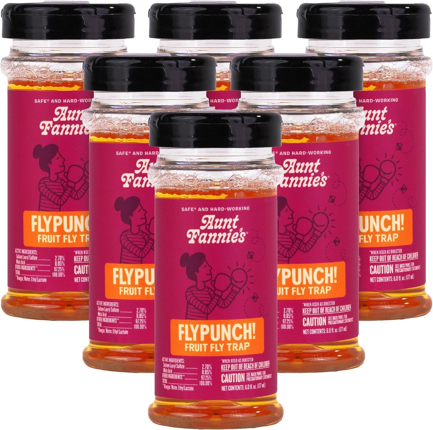 Aunt Fannie's FlyPunch Fruit Fly Trap for Indoor and Kitchen Use, Ready to Use, Made with Plant Based Ingredients, Safe Near Food, Each Bottle Lasts Up to 30 Days, Pack of 1