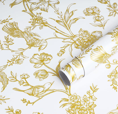 Safiyya Peel and Stick Wallpaper Vintage Floral Contact Paper 17.3" x 78.7" Wall Paper Renter Friendly Self Adhesive Removable Wallpaper for Bathroom Vinyl