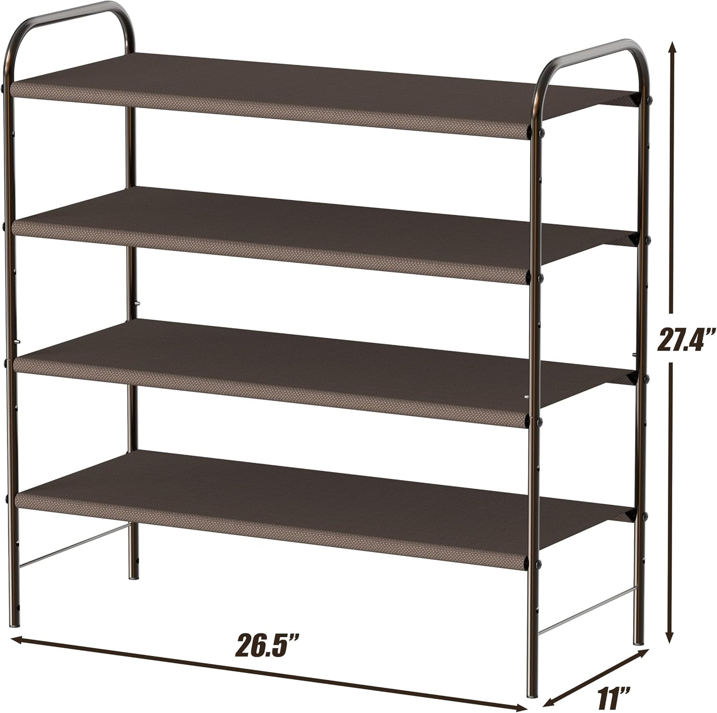 Simple Houseware 3-Tier Shoe Rack Storage Organizer, Grey – Space-Saving Shoe Shelf, Holds 9–16 Pairs, Sturdy Metal Frame, Easy Assembly – Closet, Entryway, Bedroom Shoe Storage Solution