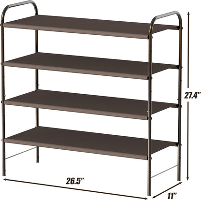 Simple Houseware 3-Tier Shoe Rack Storage Organizer, Grey – Space-Saving Shoe Shelf, Holds 9–16 Pairs, Sturdy Metal Frame, Easy Assembly – Closet, Entryway, Bedroom Shoe Storage Solution