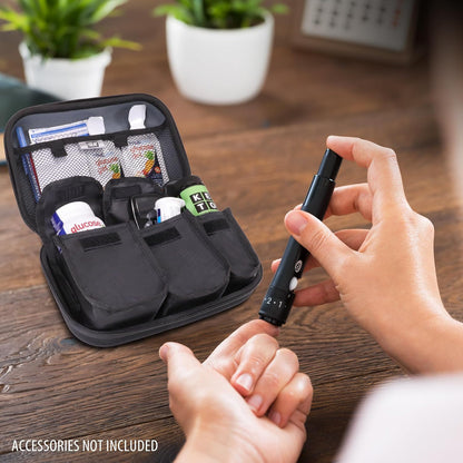 USA Gear Diabetic Supplies Travel Case Organizer for Blood Glucose Monitoring Systems, Syringes, Pens, Insulin Vials & Lancets - ACCU-CHEK Nano, Bayer Contour, TRUEtest and More Kits