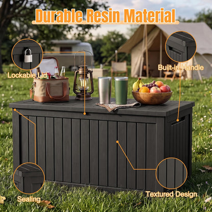 Outdoor Storage Box,38 Gallon Resin Deck Box,Waterproof & UV Resistant Lockable Package Delivery Bin,Toy Cabinet for Indoor & Outdoor