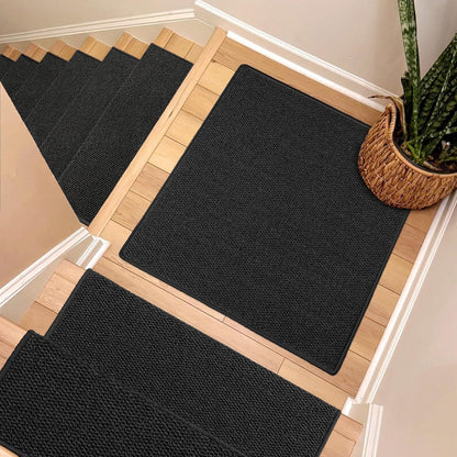 Brakki Bullnose Carpet Stair Treads, Non Slip Stair Treads for Wooden Steps Indoor, Stair Runner, Soft Stair Rugs, Edging Stair Protectors, Washable, 29.5"x9.5"x1.5" 14pcs, Beige