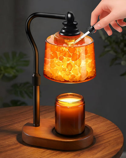 3-in-1 Candle Warmer Lamp with Timer Dimmable, Himalayan Salt Lamp & Passive Diffuser, Gifts for Women, House Warming Gifts, Wax Melt Warmer for Jar Candles (2 Bulbs)