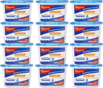 Vacplus Moisture Absorbers, 10.5 Oz Humidity Absorber Boxes Attracts Extra Moisture from Your Bathroom, Closet, Kitchen & Study, Dehumidifier, Odor Eliminator for Closet (Fragrance Free), 12 Packs