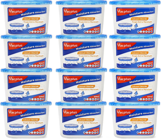 Vacplus Moisture Absorbers, 10.5 Oz Humidity Absorber Boxes Attracts Extra Moisture from Your Bathroom, Closet, Kitchen & Study, Dehumidifier, Odor Eliminator for Closet (Ocean Scent), 12 Packs
