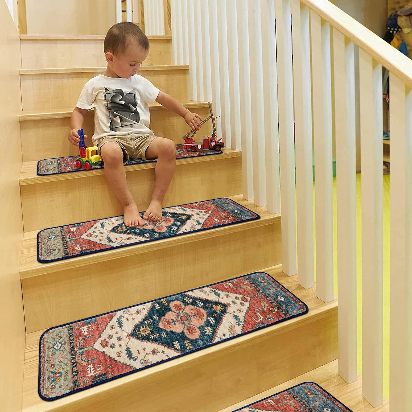OJIA Stair Treads Non Slip for Wooden Steps Indoor 15PCS Carpet Stair Treads, Rubber Backing Stair Carpet Treads, Residue Free 8"x30" Staircase Step Treads Edging Stair Rugs for Kids & Pets, Gray