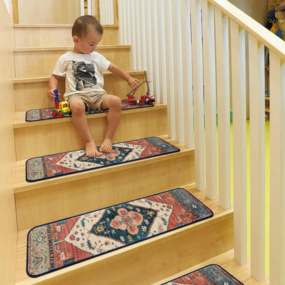 OJIA Stair Treads Non Slip for Wooden Steps Indoor 15PCS Carpet Stair Treads, Rubber Backing Stair Carpet Treads, Residue Free 8"x30" Staircase Step Treads Edging Stair Rugs for Kids & Pets, Gray