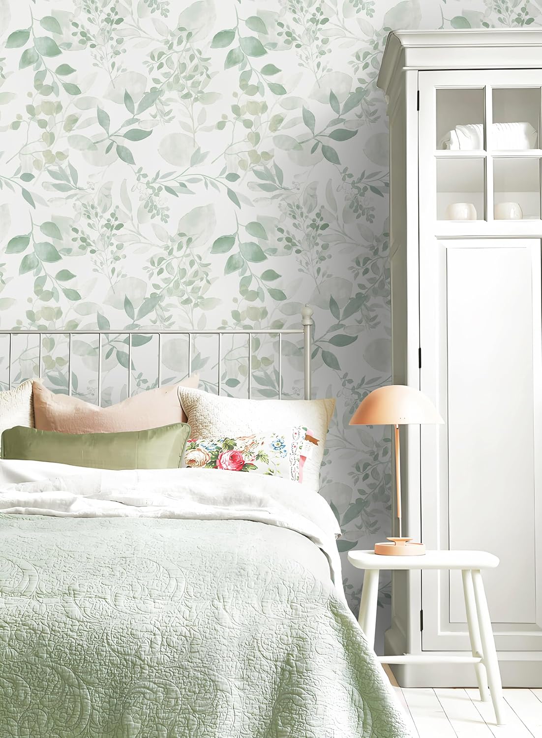 Safiyya Peel and Stick Wallpaper Boho Modern Beige Leaf Contact Paper Peel and Stick Wall Paper Self Adhesive Removable Wallpaper for Bedroom Bathroom Vinyl Roll 78.7"x17.3"