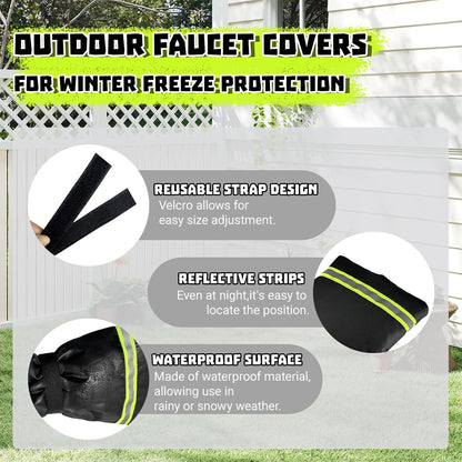 4 Pack Outdoor Faucet Covers,Thicken Outside Faucet Socks for Winter Freeze Protection,Reusable Waterproof Hose Bib Cover with Reflective Strip for Garden(5.9" W x 7.1" H )
