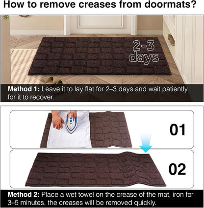 Front Door Mat Outside Entrance, Outdoor Indoor Door Mats for Entryway, Entrance, Entry, Patio, Waterproof Non Slip Doormat, Low-Profile, 20" × 31.5“, Black