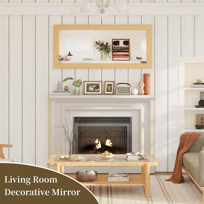 Syndra Modern Full Length Mirror Wood Frame, 65x24'' Large Floor Mirror with HD Tempered Glass & Wall Mount, Rectangular Standing Mirror for Bedroom, Living Room, Entryway, Farmhouse(Grey White Oak)