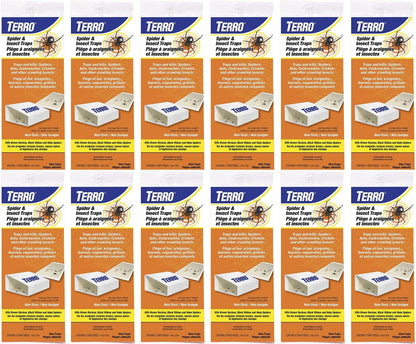 TERRO T3206SR Non-Toxic Indoor Spider, Ant, Cockroach, Centipede, & Insect Traps - Includes 12 Bug Traps Indoor for Homes