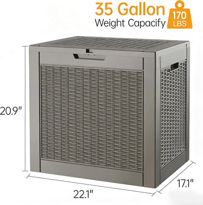 Outdoor Storage Deck Boxes Waterproof, Waterproof and UV Resistant Outdoor Storage Box Lockable Lid for Delivery Box, Indoor, Garden Tools, Pool Supplies, Patio (Black, 31 Gallon)